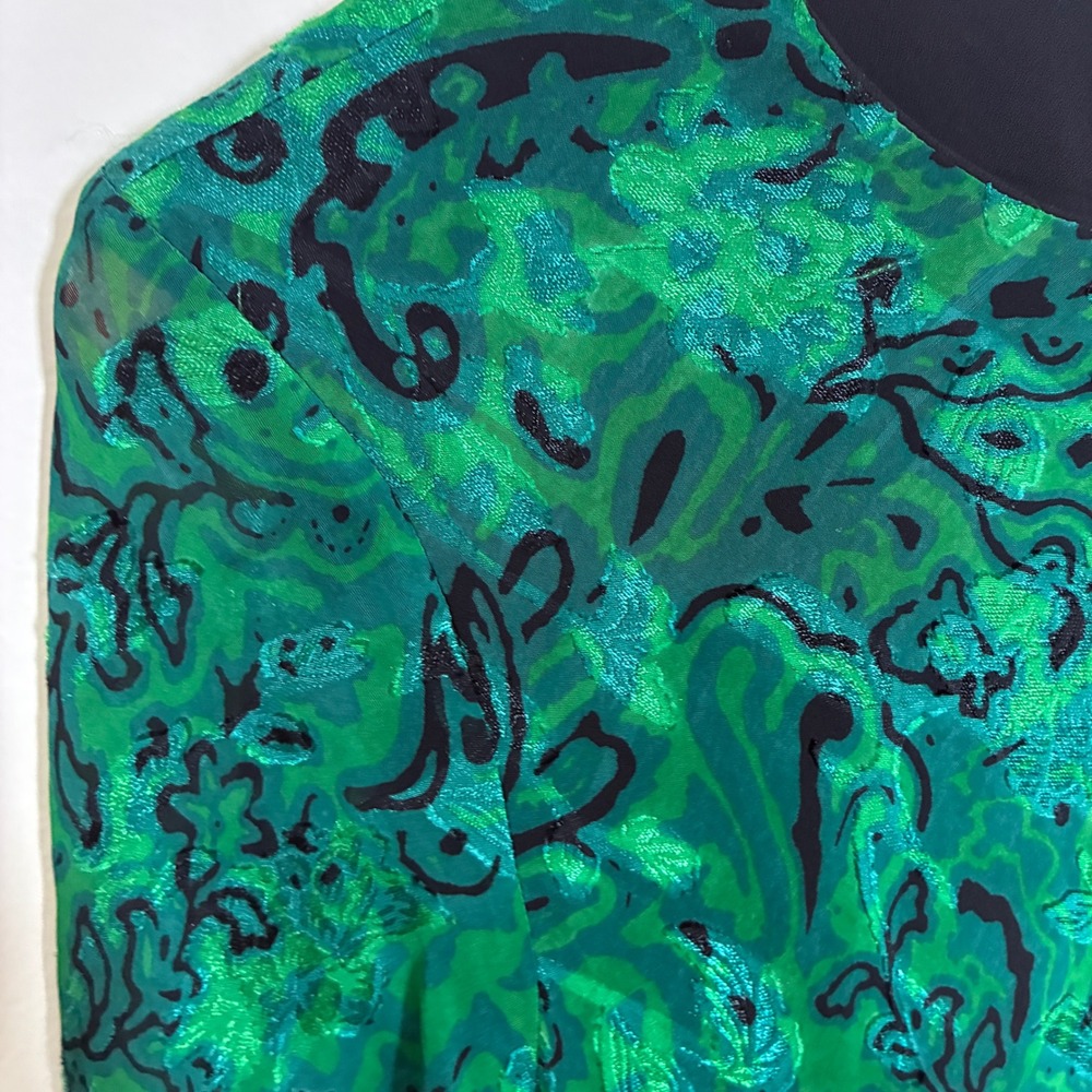 Zara Fairy Jacquard Maxi Dress Size S Green Mermaidcore Art to Wear Body Con - Picture 7 of 12